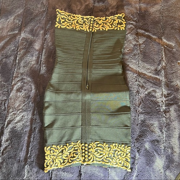 NEW WITH TAGS! BEAUTIFUL!$795 SZ SMALL BLACK AND GOLD WITH CRYSTALS, 1 OF A KIND - Picture 9 of 13